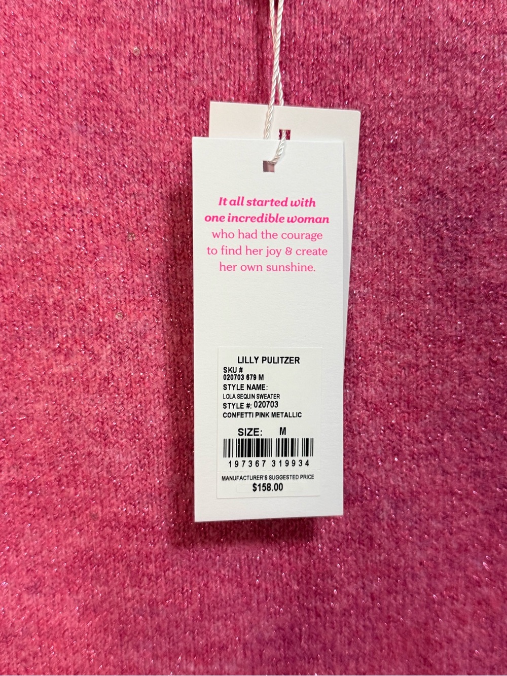NWT Lilly Pulitzer Lola Sequin Sweater in Confetti Pink Metallic - Picture 15 of 16